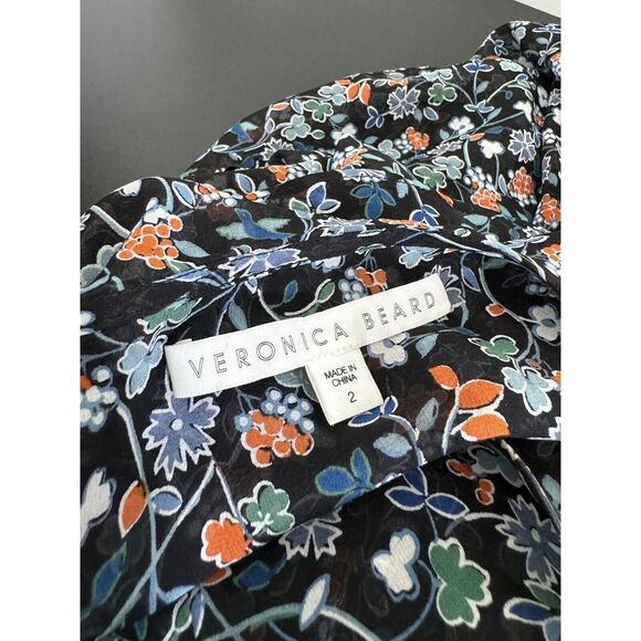 Veronica Beard Marilyn Cold Shoulder 100% Silk Dress Size 2 - Picture 12 of 16